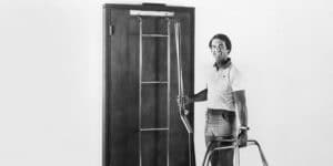 Roger Teeter with an old rack.