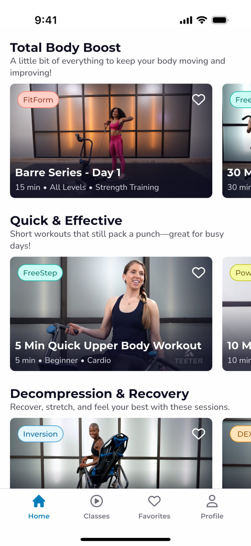 Curated playlists screen