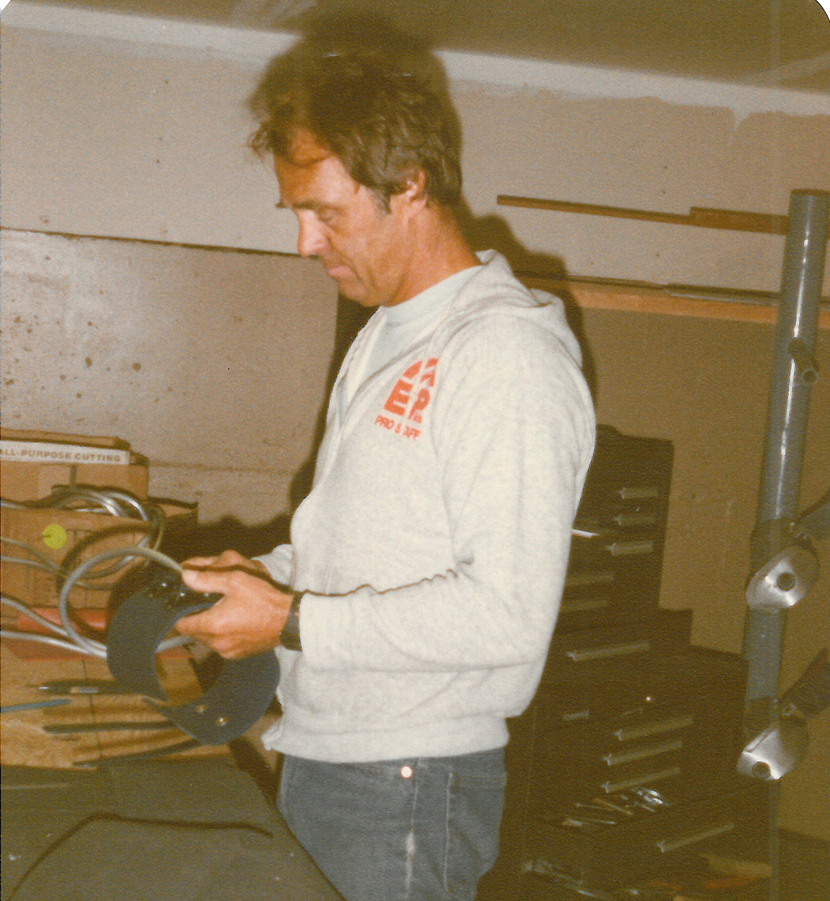 Roger Teeter with gravity boots